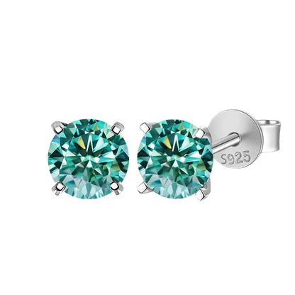 Moissanite Stud Earrings 0.3-3ct Certified S925 Sterling Silver Cyan Colorfast
