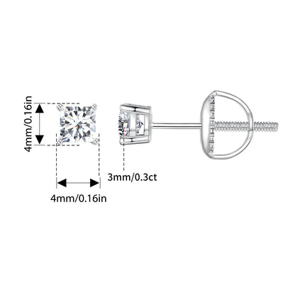 Moissanite Stud Earrings 0.5-1ct Screw Back D VVS1 Lab Created White Gold