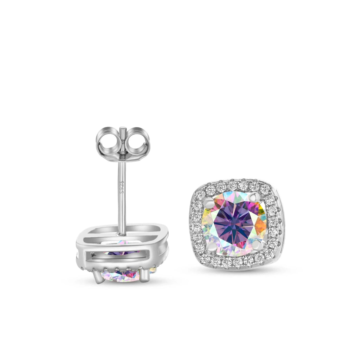 Moissanite Stud Earrings 0.5-1.0CT Multi 925 Sterling Silver 18K Plated Gift