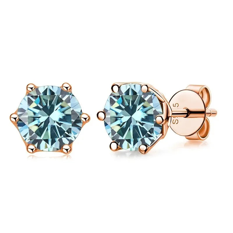 Moissanite Stud Earrings 0.5/1/2 CT Rose Gold Plated Sterling Silver 925