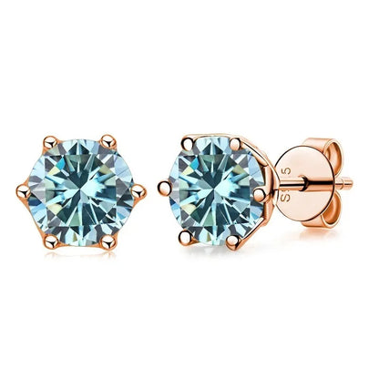 Moissanite Stud Earrings 0.5/1/2 CT Rose Gold Plated Sterling Silver 925