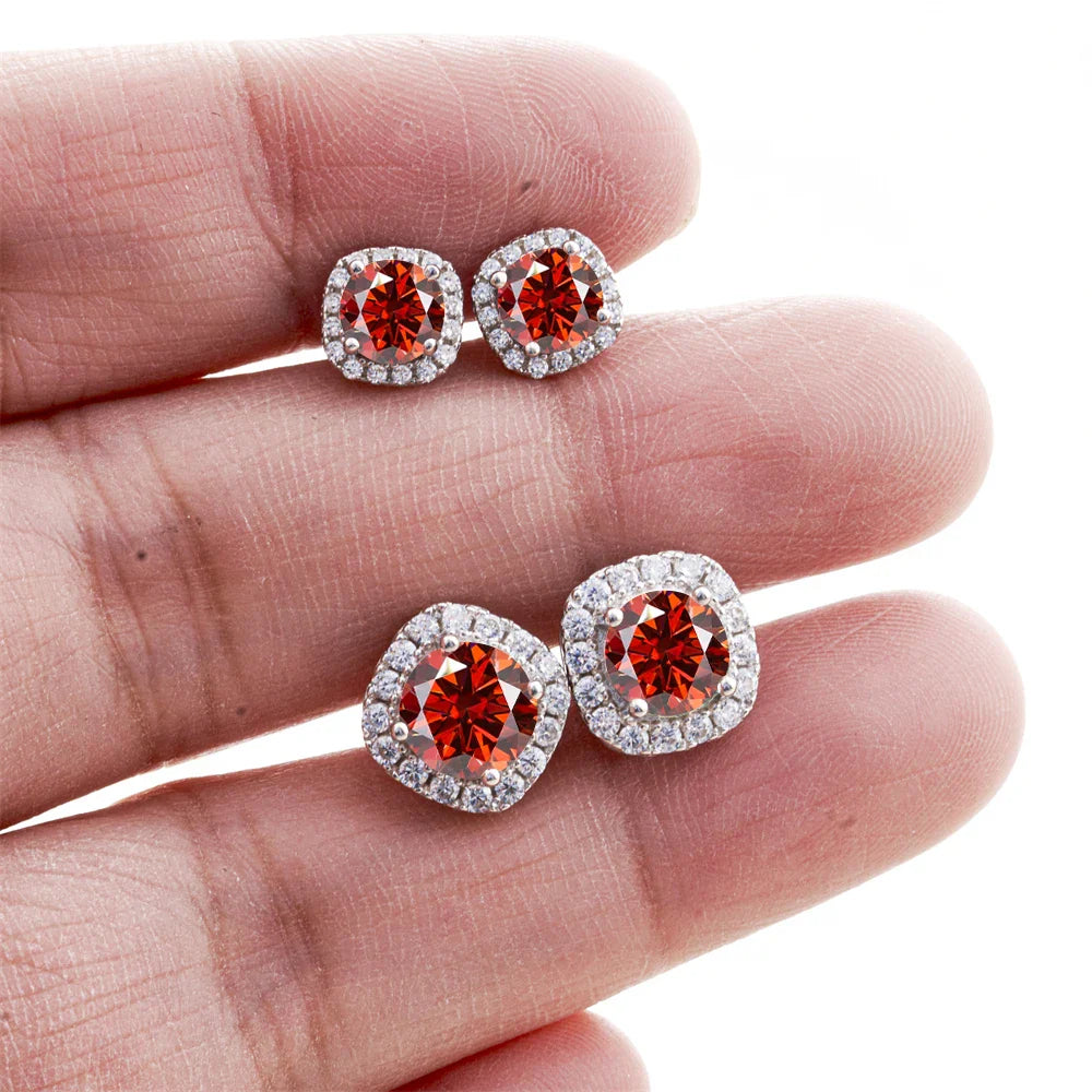 Moissanite Stud Earrings 0.5-1.0CT Multi 925 Sterling Silver 18K Plated Gift
