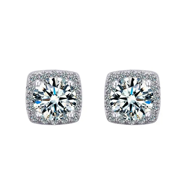 Moissanite Stud Earrings 0.5-1.0CT Multi 925 Sterling Silver 18K Plated Gift