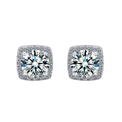 Moissanite Stud Earrings 0.5-1.0CT Multi 925 Sterling Silver 18K Plated Gift