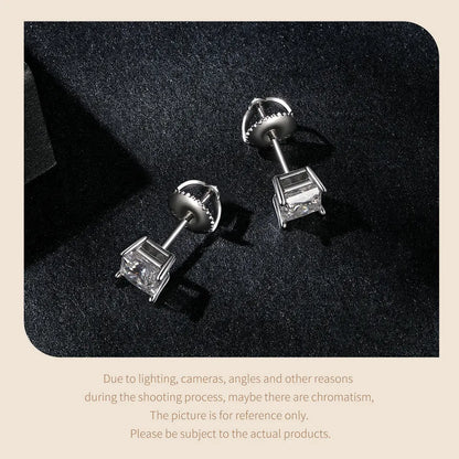 Moissanite Stud Earrings 0.5-1ct Screw Back D VVS1 Lab Created White Gold
