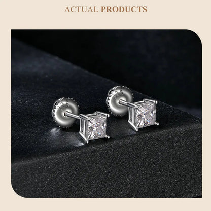 Moissanite Stud Earrings 0.5-1ct Screw Back D VVS1 Lab Created White Gold