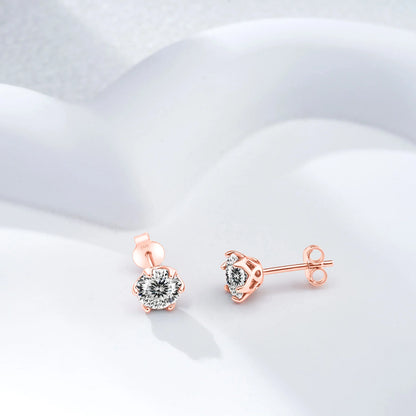 Moissanite Stud Earrings 0.5-2 CT 925 Sterling Silver Rose Gold Plated Gift