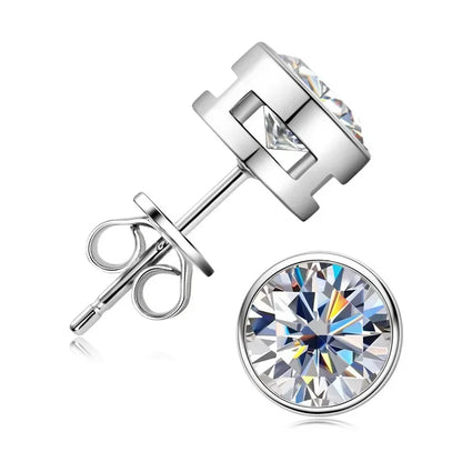 Moissanite Stud Earrings 0.5-2ct Certified NGTC 18K Yellow Gold Plt 925 Silver