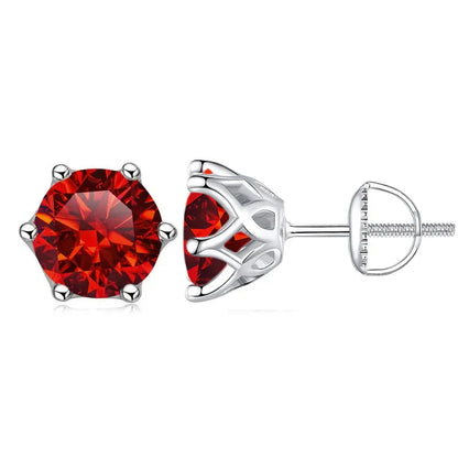 Moissanite Stud Earrings 0.5-2CT S925 Sterling Silver 18K 6-Prong Screw Backs