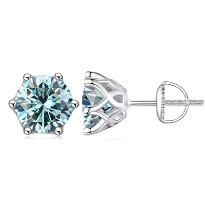 Moissanite Stud Earrings 0.5-2CT Screw Back S925 Sterling Silver 18K Plated
