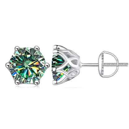 Moissanite Stud Earrings 0.5-2CT S925 Sterling Silver 18K 6-Prong Screw Backs