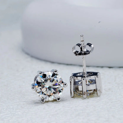 Moissanite Stud Earrings 0.5-3ct D Color GIA Certified 925 Silver Gold Plated