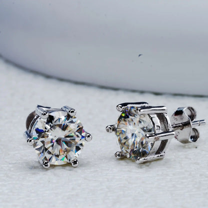 Moissanite Stud Earrings 0.5-3ct D Color GIA Certified 925 Silver Gold Plated
