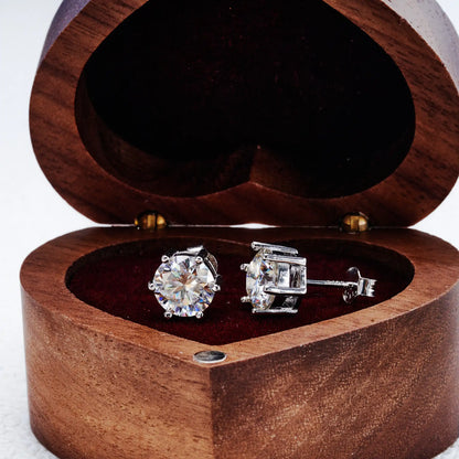 Moissanite Stud Earrings 0.5-3ct D Color GIA Certified 925 Silver Gold Plated