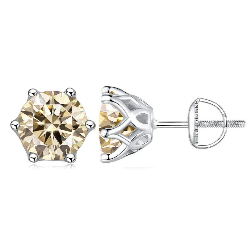 Moissanite Stud Earrings 0.5-2CT Screw Back S925 Sterling Silver 18K Plated
