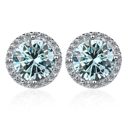 Moissanite Stud Earrings 0.8ct D Color 925 Sterling Silver 18K White Gold