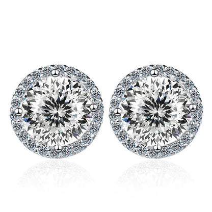 Moissanite Stud Earrings 0.8ct D Color 925 Sterling Silver 18K White Gold