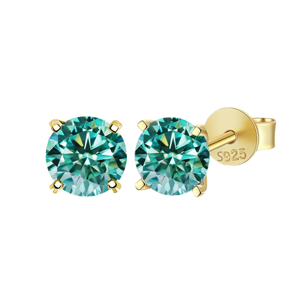 Moissanite Stud Earrings 0.3-3ct Certified S925 Sterling Silver Cyan Colorfast