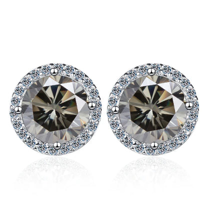 Moissanite Stud Earrings 0.8ct D Color 925 Sterling Silver 18K White Gold