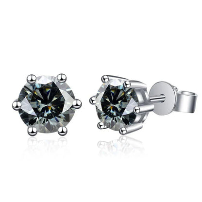 Moissanite Stud Earrings 1-6ct 21 Colors GRA Cert 925 Sterling Silver