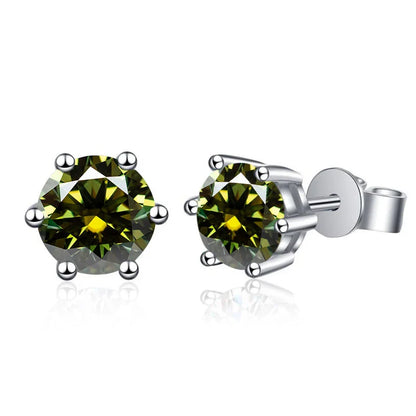 Moissanite Stud Earrings 1-6ct 21 Colors GRA Cert 925 Sterling Silver
