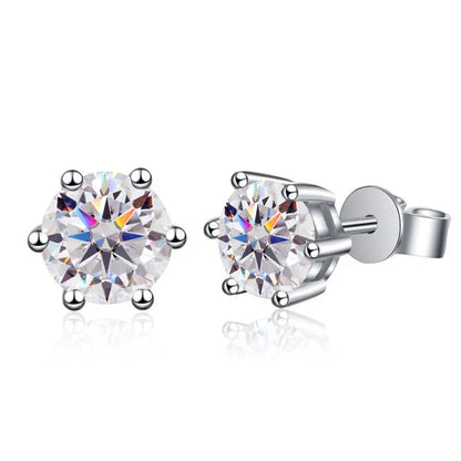 Moissanite Stud Earrings 1-6ct 21 Colors GRA Cert 925 Sterling Silver