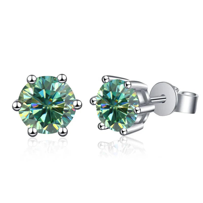 Moissanite Stud Earrings 1-6ct 21 Colors GRA Cert 925 Sterling Silver