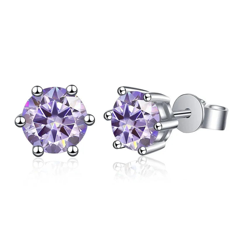Moissanite Stud Earrings 1-6ct GRA Certified 21 Colors 925 Sterling Silver