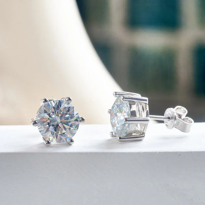 Moissanite Stud Earrings 1-6ct GRA Certified 21 Colors 925 Sterling Silver