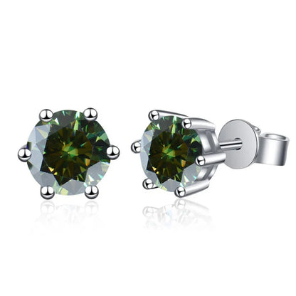 Moissanite Stud Earrings 1-6ct GRA Certified 21 Colors 925 Sterling Silver