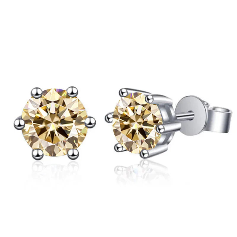 Moissanite Stud Earrings 1-6ct GRA Certified 21 Colors 925 Sterling Silver