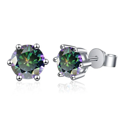 Moissanite Stud Earrings 1-6ct 21 Colors GRA Cert 925 Sterling Silver