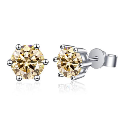 Moissanite Stud Earrings 1-6ct 21 Colors GRA Cert 925 Sterling Silver