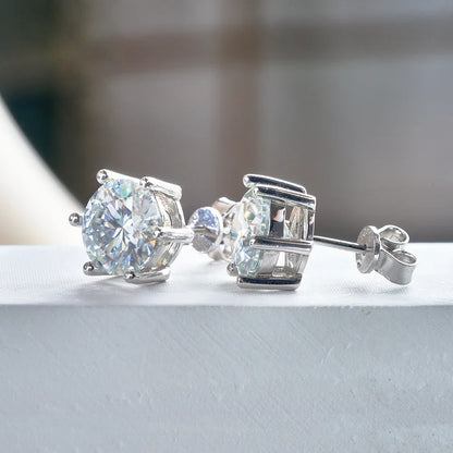 Moissanite Stud Earrings 1-6ct 21 Colors GRA Cert 925 Sterling Silver