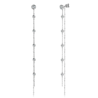 Moissanite Stud Earrings 2ct D Color VVS1 Round Cut 925 Sterling Silver Tassel