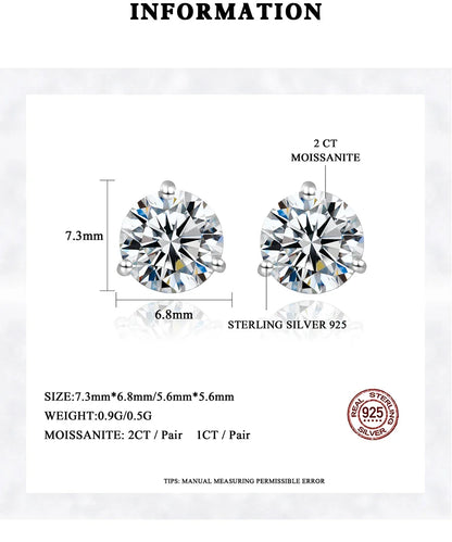 Moissanite Stud Earrings 925 Sterling Silver Small Classic Korean Fashion Gift