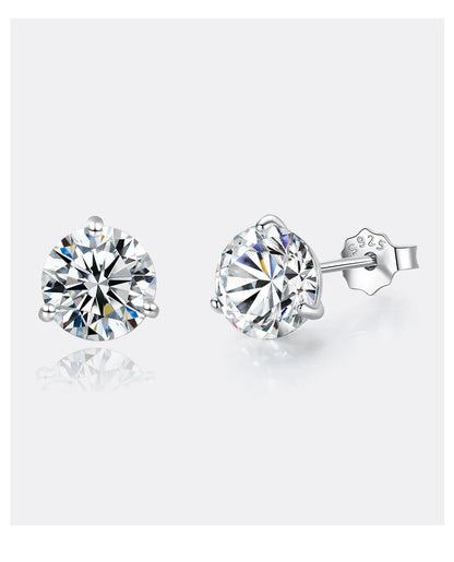 Moissanite Stud Earrings 925 Sterling Silver Small Classic Korean Fashion Gift
