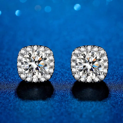 Moissanite Stud Earrings 925 Sterling Silver Round Cut Classic Women's Jewelry
