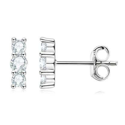 Moissanite Stud Earrings 925 Sterling Silver Mini Curved Climber Studs Women