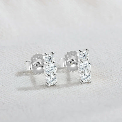 Moissanite Stud Earrings 925 Sterling Silver Mini Curved Climber Studs Women