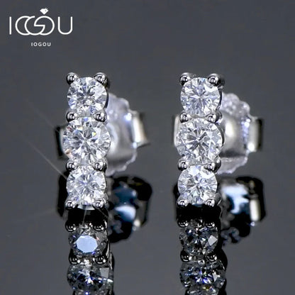 Moissanite Stud Earrings 925 Sterling Silver Mini Curved Climber Studs Women