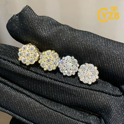 Moissanite Stud Earrings 925 Sterling Silver D Color Flower Earrings For Women