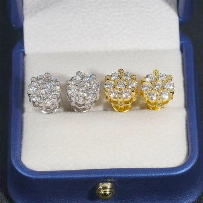 Moissanite Stud Earrings 925 Sterling Silver D Color Flower Earrings For Women