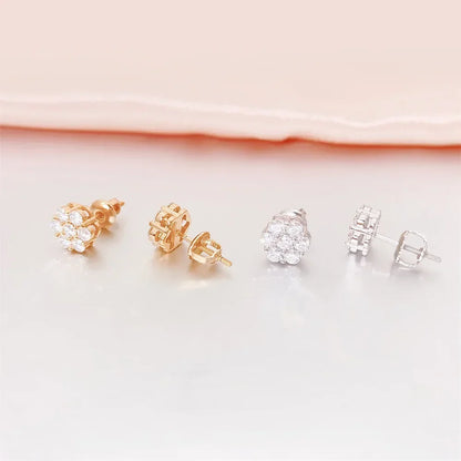 Moissanite Stud Earrings 925 Sterling Silver D Color Flower Earrings For Women