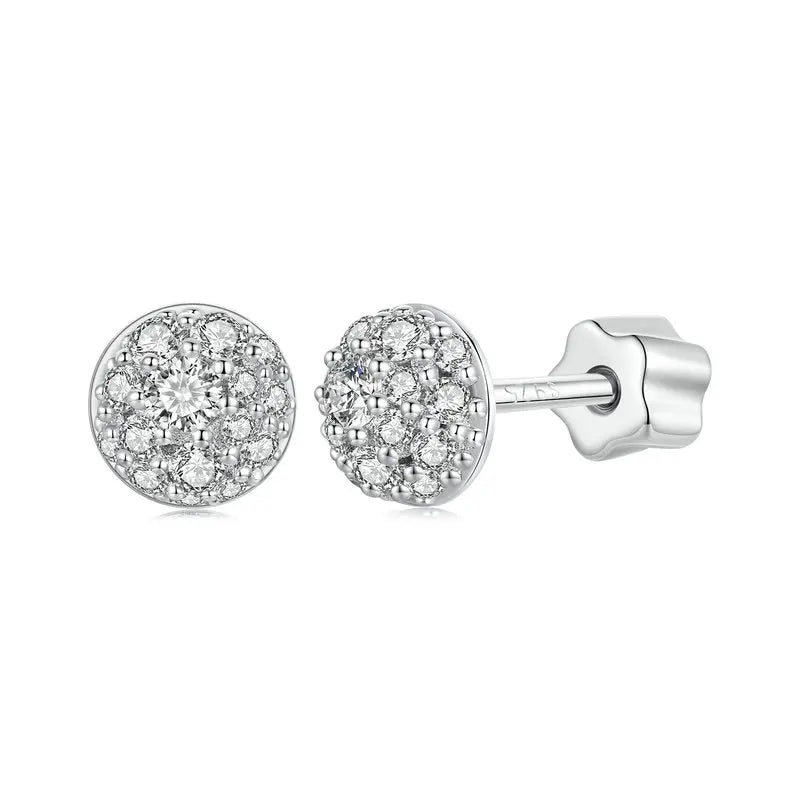 Moissanite Stud Earrings 925 Sterling Silver Hemisphere Dazzling For Mom