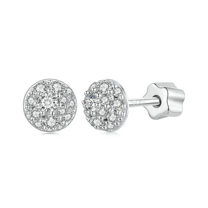 Moissanite Stud Earrings 925 Sterling Silver Hemisphere Dazzling For Mom