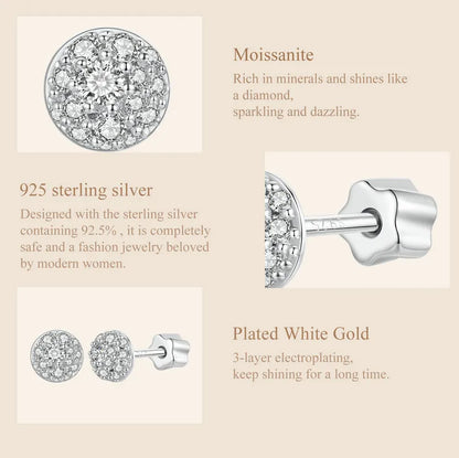 Moissanite Stud Earrings 925 Sterling Silver Hemisphere Dazzling For Mom