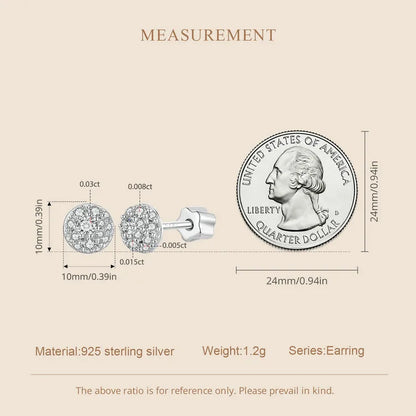 Moissanite Stud Earrings 925 Sterling Silver Hemisphere Dazzling For Mom