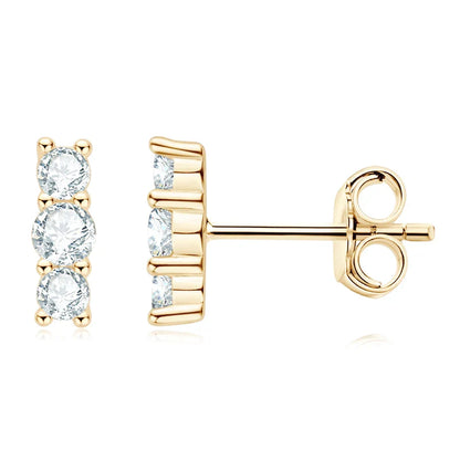 Moissanite Stud Earrings 925 Sterling Silver Mini Curved Climber Studs Women