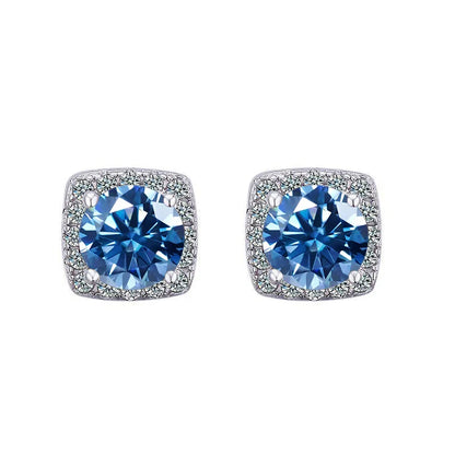 Moissanite Stud Earrings 925 Sterling Silver Round Cut Classic Women's Jewelry